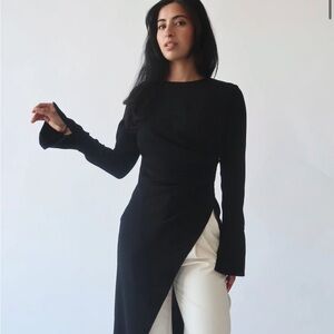 summer evenings black tunic top L NWT